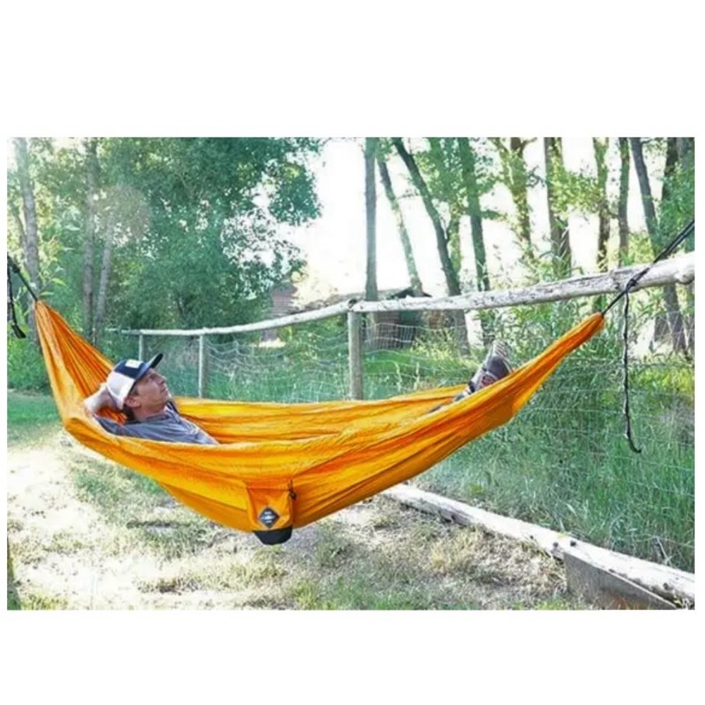 Field &Stream Double Orange Hammock with Black Carabiner Straps